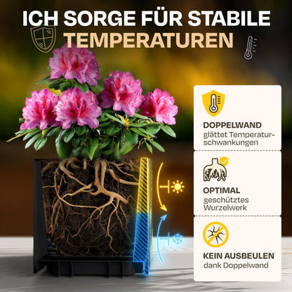 Ondis24 Vulkan Pierre 50 Pflanzkübel Schiefer Optik - Anthrazit