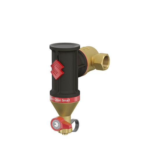 Flamco Clean Smart G 1" F Magnet Schlammabscheider Messing. Zylindrischer Messingabscheider entfernt Schlamm und magnetische Partikel aus Heizungs- und Kühlsystemen.