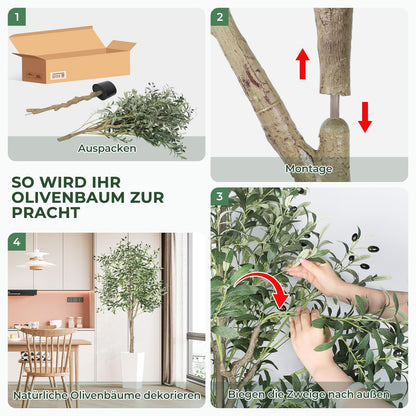 YOLEO Künstlicher Olivenbaum gross Kunstpflanze - 180cm Typ 2