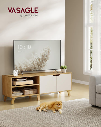 VASAGLE TV-Schrank 140 cm – Natureiche/Cremeweiss LTV027N01