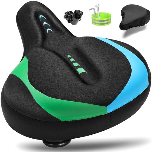 CDYWD Gelsattel extra breit, ergonomischer Fahrradsattel, universal mit Gel-Memory-Schaum-Polsterung und Lycra-Oberfläche