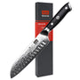 SHAN ZU PRO Series Damast Santokumesser. Santokuklinge 67 Lagen Damaststahl, schwarzer G10 Griff. Zum Schneiden, Würfeln & Hacken.