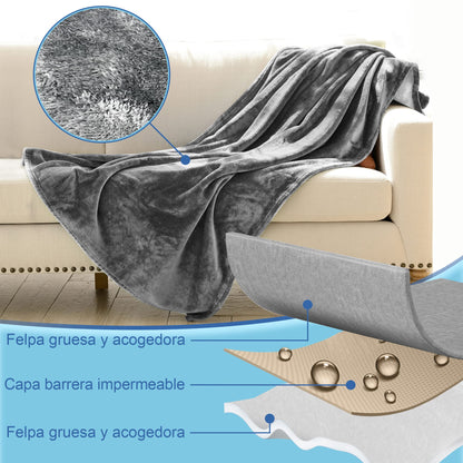 Bedding Aid Hundedecke Flauschig - 203x229cm Dunkelgrau/Hellgrau