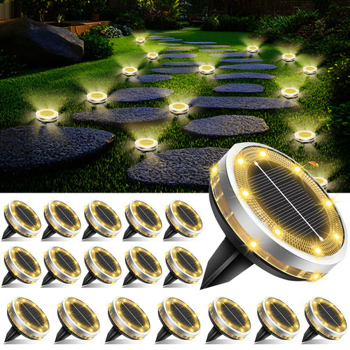 Bzavor LED Solar Bodenleuchten Aussen, 18 Stück, IP65 wasserdicht aus Edelstahl und ABS
