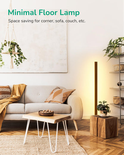 EDISHINE LED Stehleuchte Holz Dimmbar – Boho Vintage Ecklampe