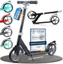 Rollkönig City-Scooter faltbar, Tretroller für Kinder und Erwachsene in Schwarz/Grau mit grossen Rädern