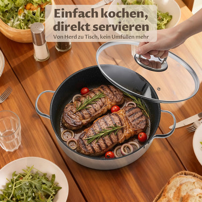 BEZIA Schmorpfanne 28 cm mit Deckel, Edelstahl 18/10, 5,2 L
