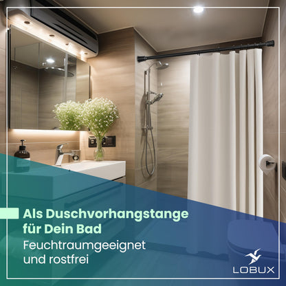 LOBUX Gardinenstange ohne Bohren, ausziehbar 260-350 cm, schwarz
