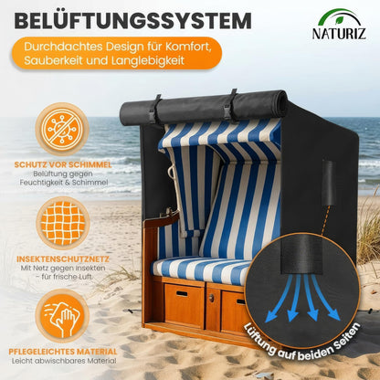 Naturiz Strandkorb Schutzhülle 600D Oxford wasserdicht 120x90x160 cm