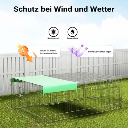 Wiltec Freilaufgehege für Kleintiere mit Sonnenschutz, 183 x 122 cm
