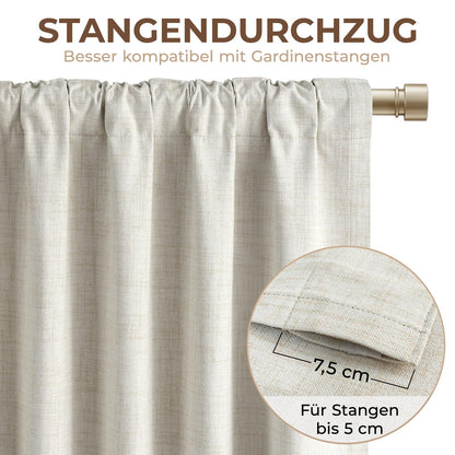 INOVADAY Verdunklungsvorhang Thermo 2er-Set Hellbeige 245 x 140 cm