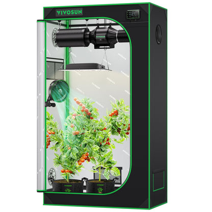 VIVOSUN Growzelt 90x50x160 cm mit Mylar und Sichtfenster aus Oxford-Gewebe