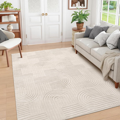 Enyhom Wohnzimmer Teppich 3D Optik – 140x200 cm Beige