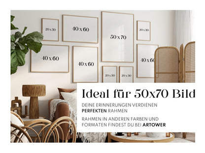 Artower Bilderrahmen 50 x 70 cm Eiche Natur, Holzrahmen mit Plexiglas