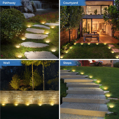 Peasur Solar Bodenleuchten Aussen 12 Stück, 8 LED, warmweiss