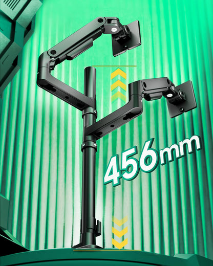 ARES WING Dual Monitorhalterung Übereinander, Gasfeder & USB-Port