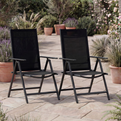 Casaria Gartenstühle Bern 2er Set, klappbarer Hochlehner aus Aluminium
