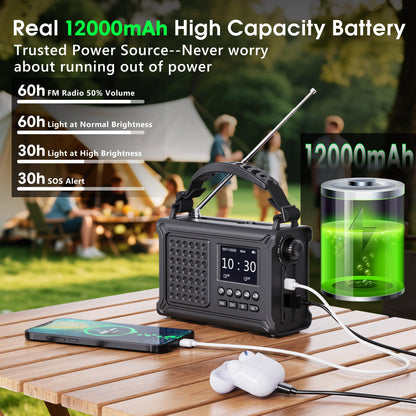 Mesqool Kurbelradio DAB+/UKW Solar Notfallradio mit Powerbank 1030DAB