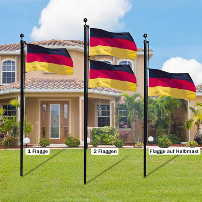 NQ Fahnenmast Set 6 m, Aluminium, höhenverstellbar, schwarz