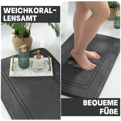 chakme Badezimmerteppich Set 3-teilig Memory-Schaum dunkelgrau