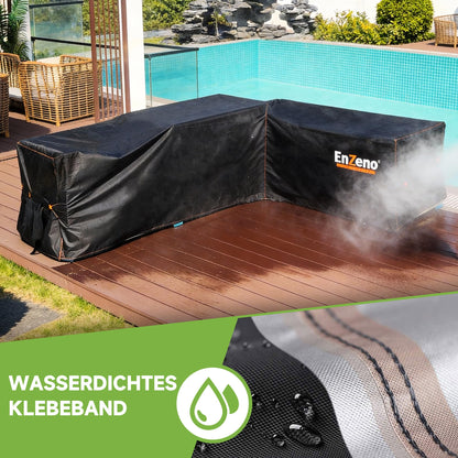 Enzeno Gartenmöbel-Abdeckung L-Form, wasserdicht, 300 x 300 x 90 cm