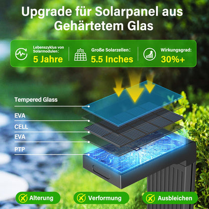iseeway LED-Solarleuchten für Aussen, 6er-Set, Bewegungsmelder, IP65