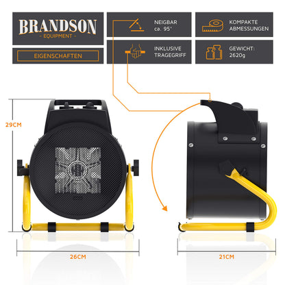 Brandson Heizlüfter 3000 W Keramik Elektroheizgebläse Bautrockner