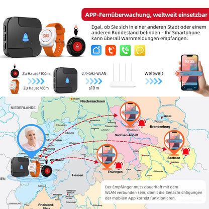 CallToU Notrufknopf für Senioren, WiFi Notfallarmband Set TY02