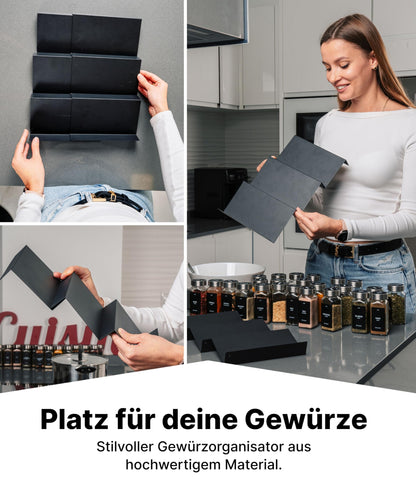 Deco haus Gewürzregal Schublade aus Metall mit 24 Gewürzgläsern