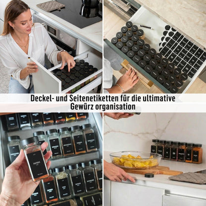 Deco haus Gewürzgläser eckig, 36er Set mit Streueinsatz & Etiketten