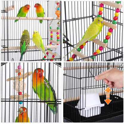 Yaheetech Vogelkäfig mit Spielzeug für Ziervögel – Schwarz, 99cm