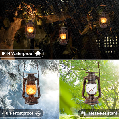 Hzitcigm Solarlaterne Vintage LED mit Flammeneffekt, 2er-Set