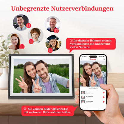 WONNIE Frameo Digitaler Bilderrahmen 10,1 Zoll WLAN mit Touchscreen