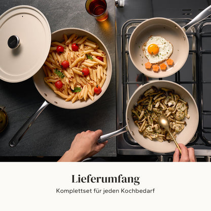 Redchef Alu-Keramik Bratpfannenset Induktion - Beige 20/24/28 cm