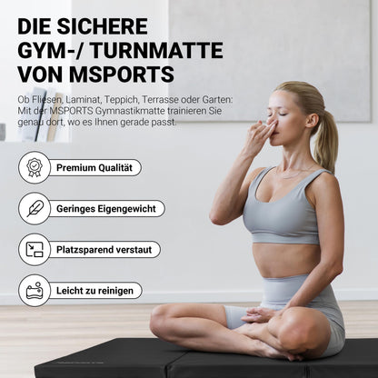 MSPORTS Turnmatte Premium Klappbar - Schwarz 190x80x5 cm