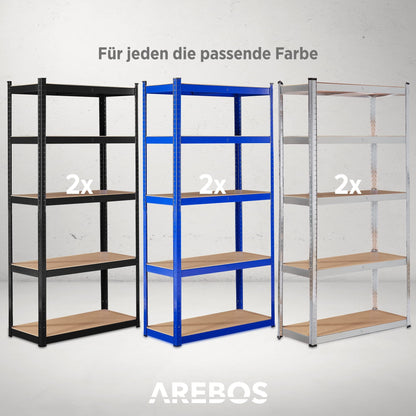 Arebos Schwerlastregal 2er Set, Steckregal 180x90x30 cm, 875 kg
