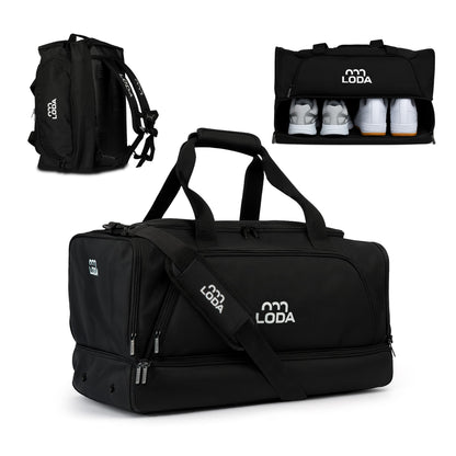 LODA compact Multifunktions-Sporttasche Rucksack 48 Liter. Als Rucksack nutzbar transportiert sie Sportausrüstung und Reisegepäck.