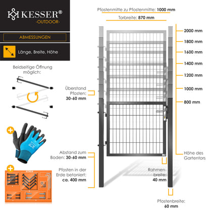 KESSER Gartentor Premium Zauntor 160x106cm Anthrazit