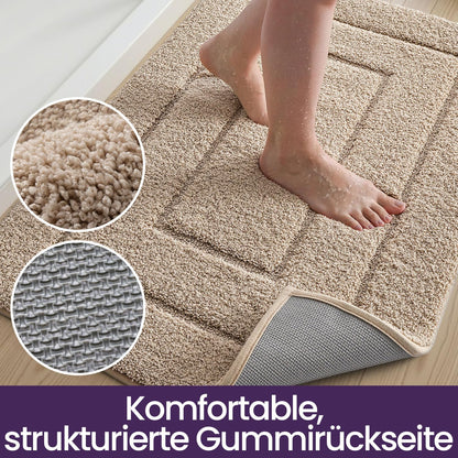 DEXI Badematte Mikrofaser rutschfest, Badteppich Beige 60 x 110 cm