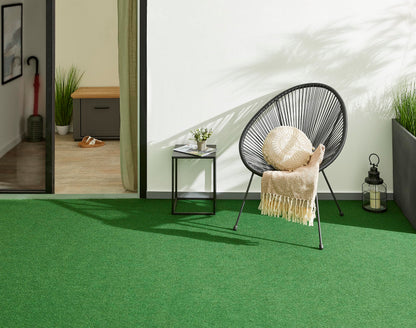 Misento Kunstrasen Outdoor Teppich, wetterfest, 133 x 400 cm, Grün