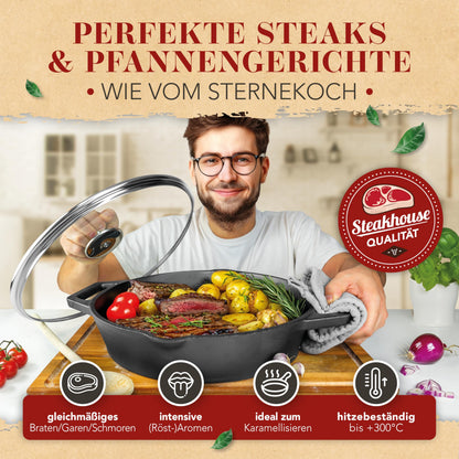 KRUSTENZAUBER Gusseisenpfanne 32 cm, voreingebrannt, für Induktion