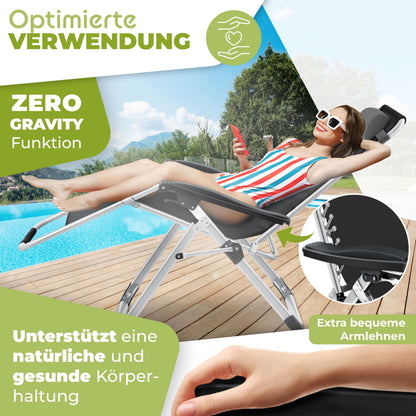 KESSER Sonnenliege Klappbar Extra Breit – Anthrazit