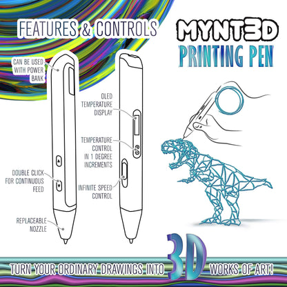 MYNT3D Fachmann 3D Druckstift OLED Anzeige – Weiss