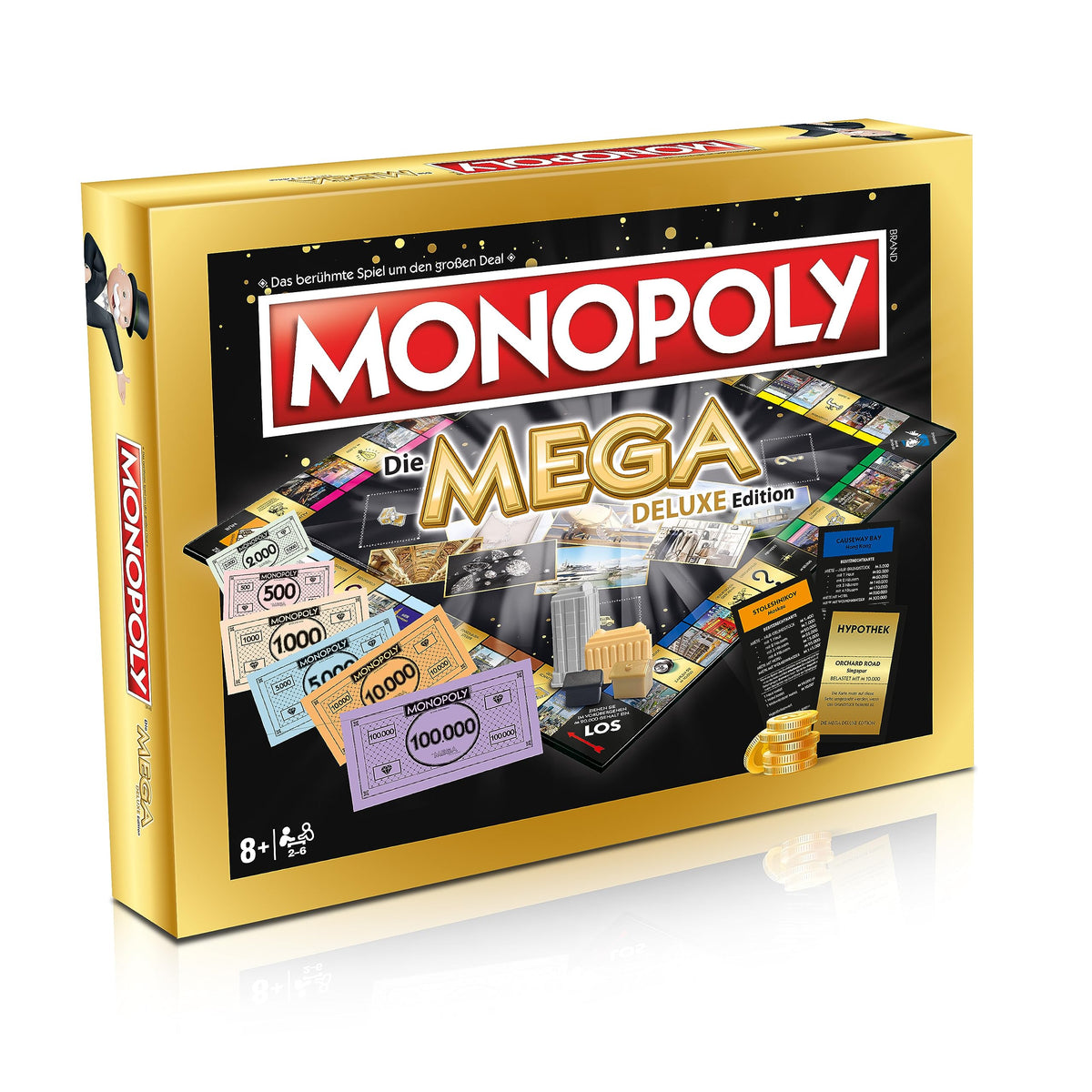Winning Moves Monopoly Mega Deluxe Edition: Rechteckiger Spielkarton. Strategisches Gesellschaftsspiel zum Kauf, Verkauf und Bau von Immobilien.