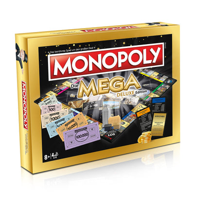 Winning Moves Monopoly Mega Deluxe Edition: Rechteckiger Spielkarton. Strategisches Gesellschaftsspiel zum Kauf, Verkauf und Bau von Immobilien.