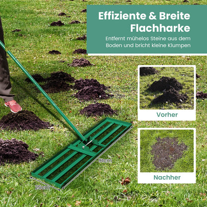 COSTWAY Rasen Nivellierrechen Metall, 91 × 25 cm, ergonomischer Griff
