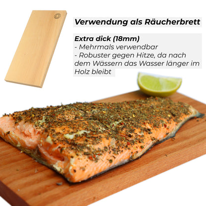 Bargen Flammlachsbretter mit Edelstahl-Halterung, 32 x 15 cm, 2er Set