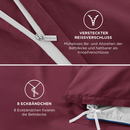 BEDSURE Bettwäsche-Set 135x200 cm Baumwolle 4-teilig Weinrot