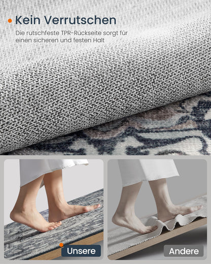 SONGMICS Home Vintage Teppich 160 x 230 cm, waschbar, Taubengrau