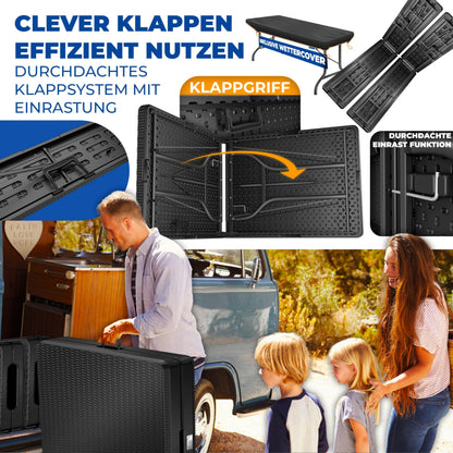 KESSER® Klapp-Bierzeltgarnitur 3-teilig – Rattan-Look 183cm